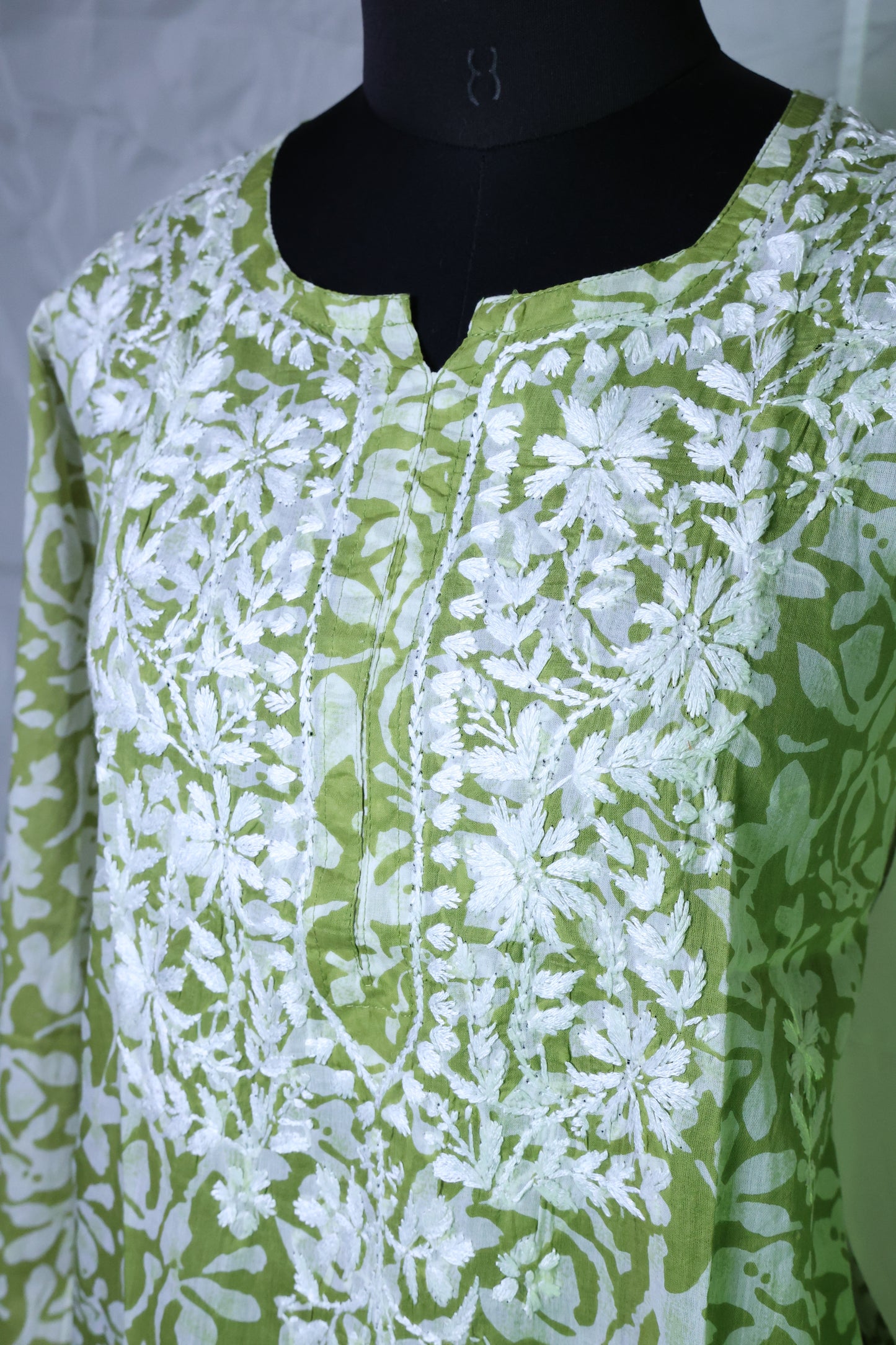 Long Chikankari Cotton Printed Kurti