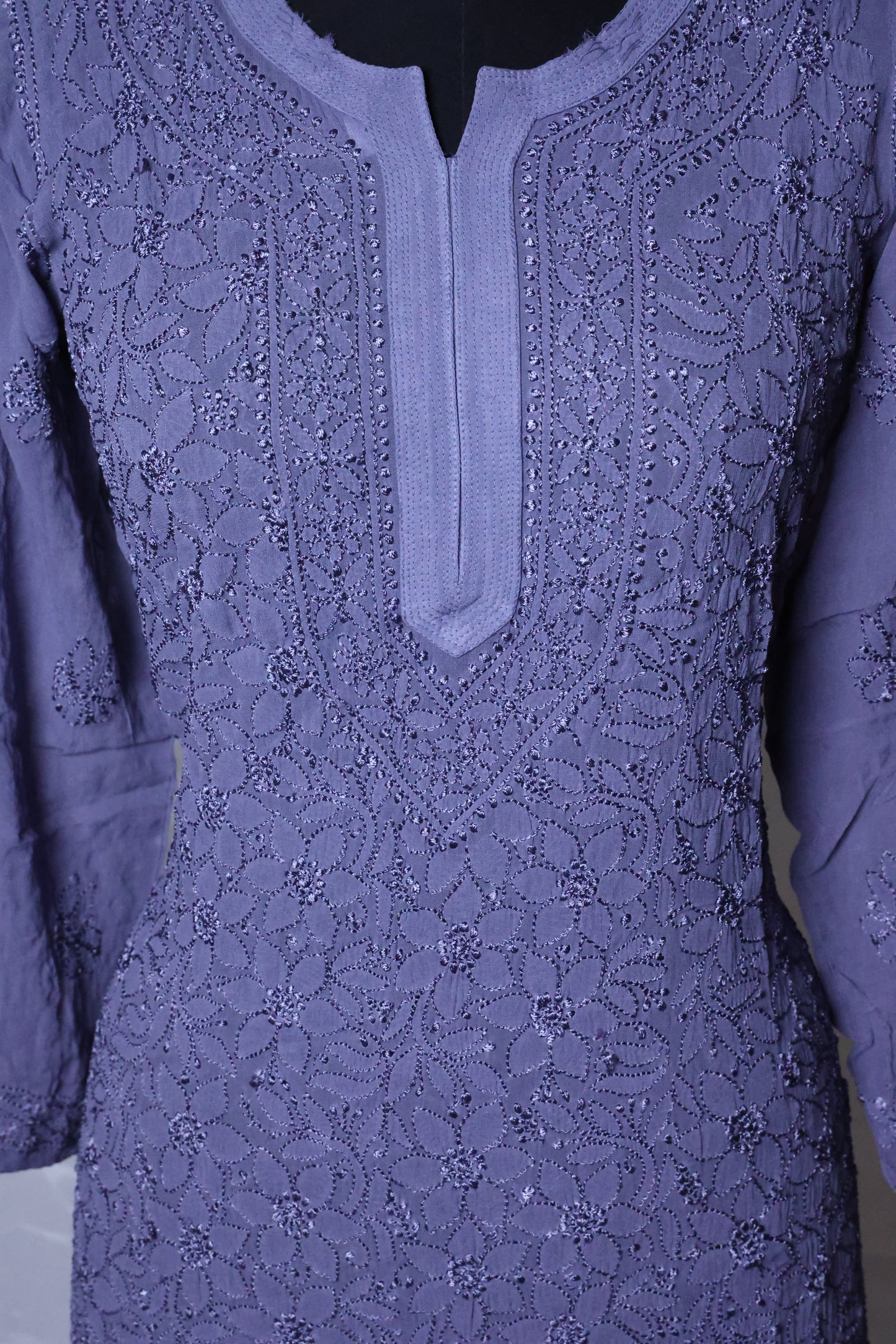 Viscose Resham Jaal Work Chikankari Kurti