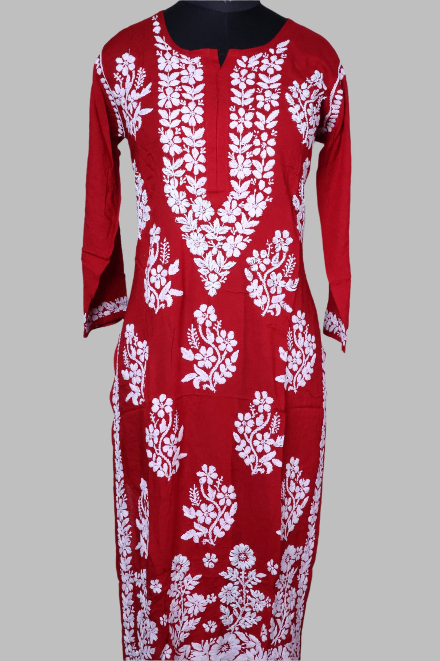 Elegant Long Chikankari Modal Kurti