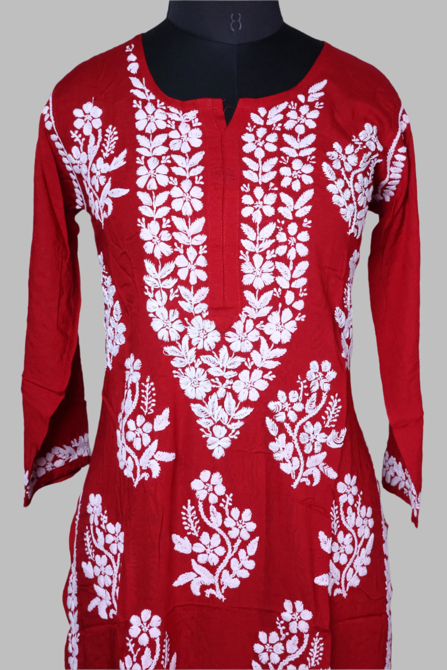 Elegant Long Chikankari Modal Kurti