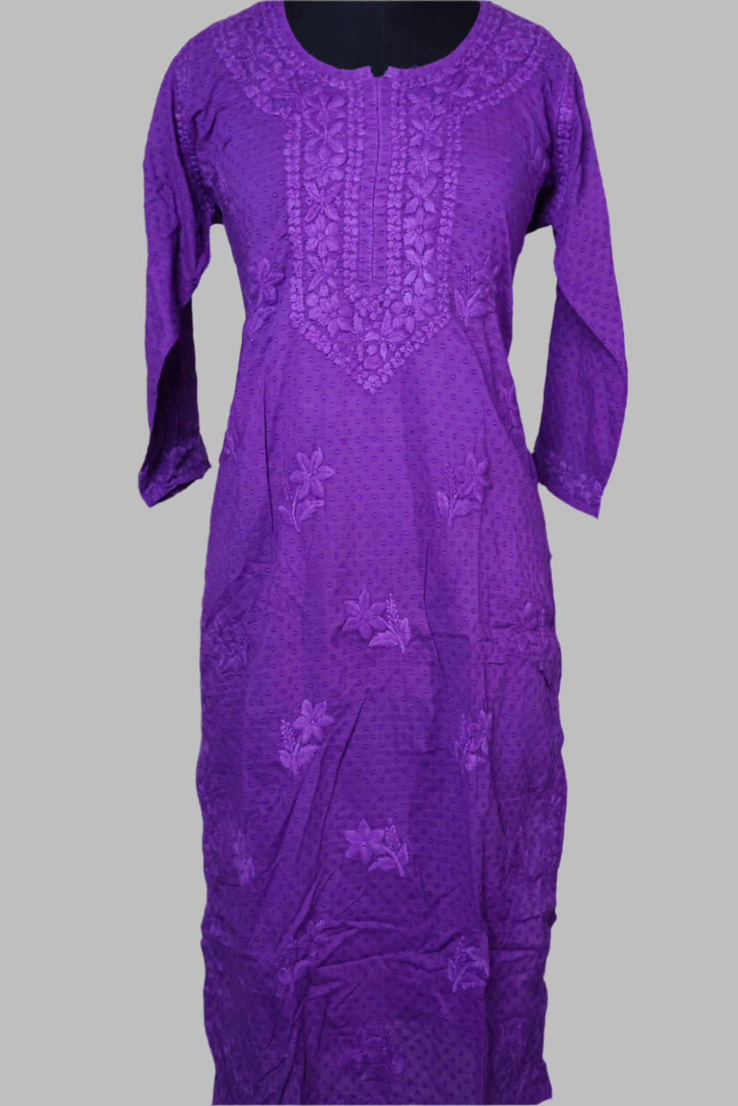 Purple Chikankari Cotton Kurti
