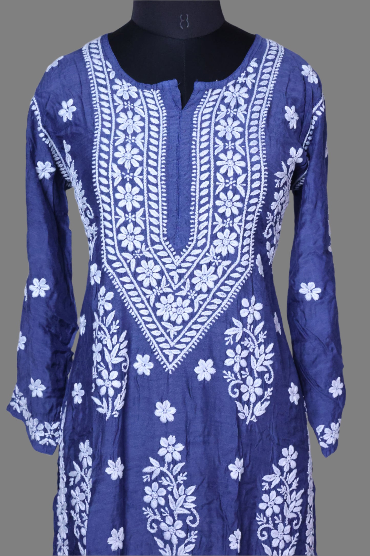 Chikankari Muslin Kurti with 3D work
