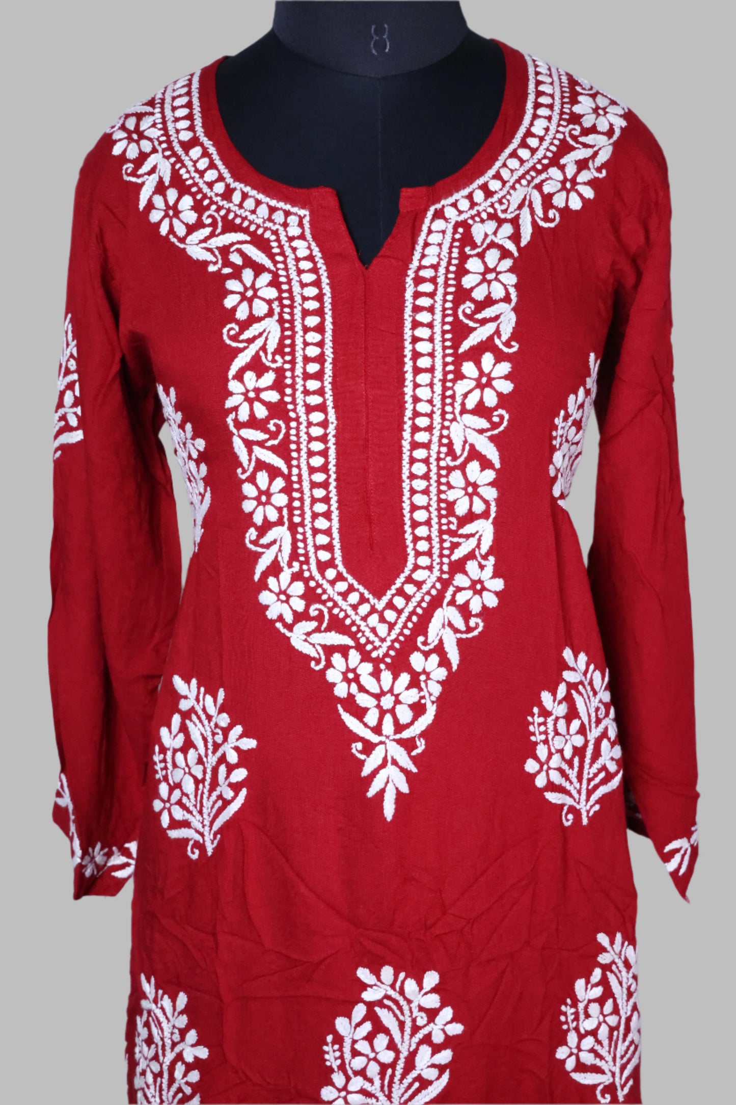 Elegant Long Chikankari Rayon Kurti Set