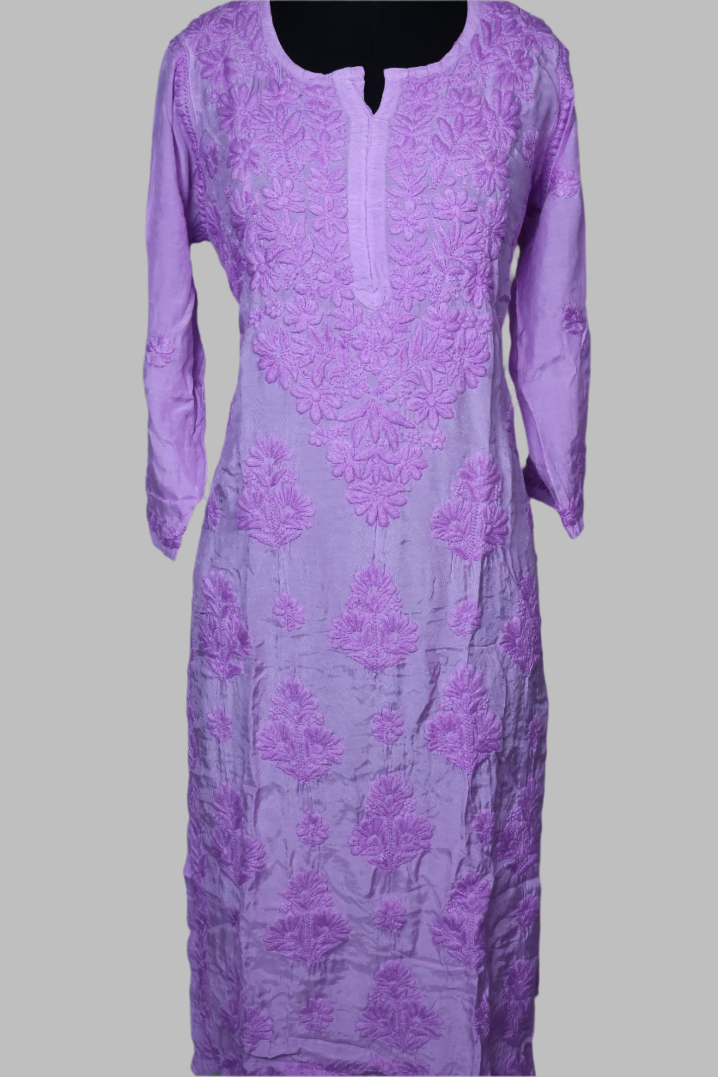 Chikankari Muslin Kurti (color-thread work)