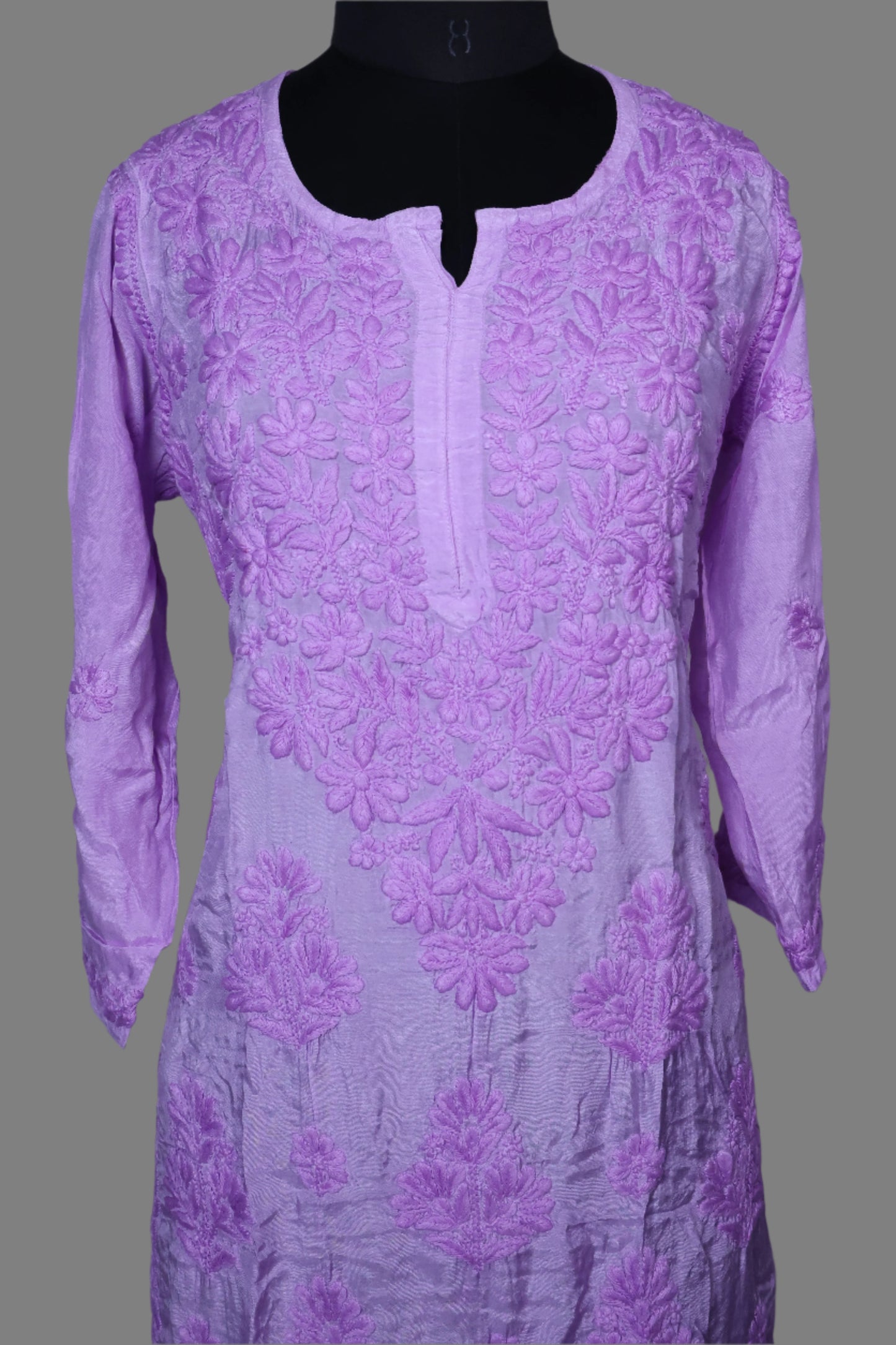 Chikankari Muslin Kurti (color-thread work)