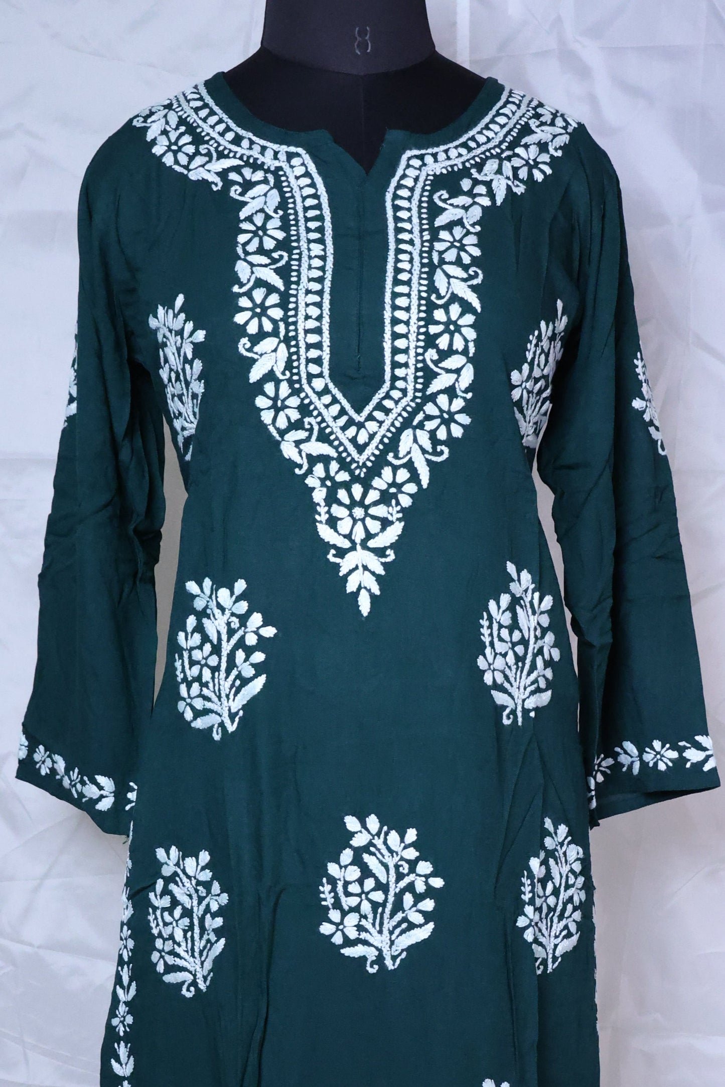 Elegant Long Chikankari Rayon Kurti Set