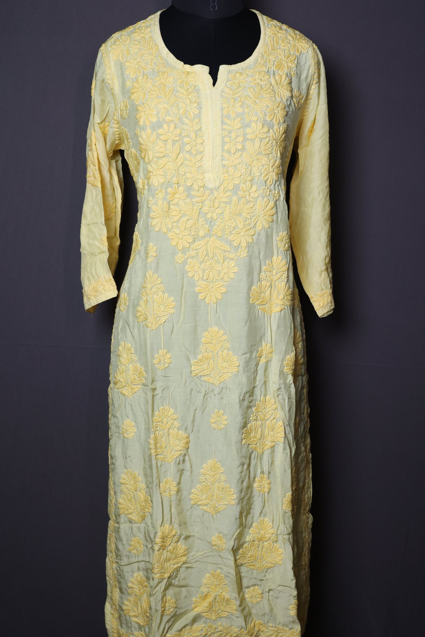 Chikankari Muslin Kurti (color-thread work)