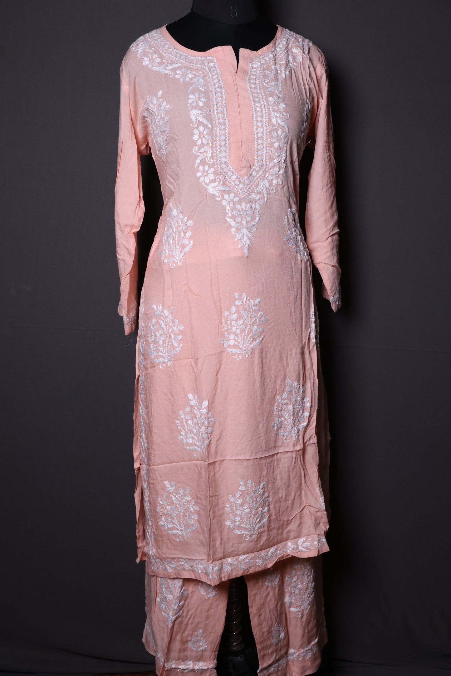 Elegant Long Chikankari Rayon Kurti Set
