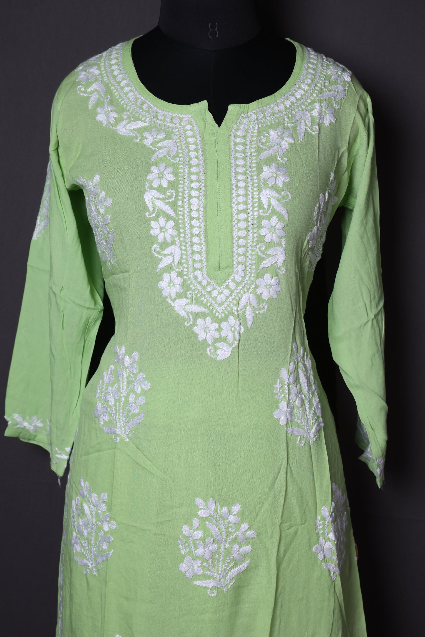Elegant Long Chikankari Rayon Kurti Set