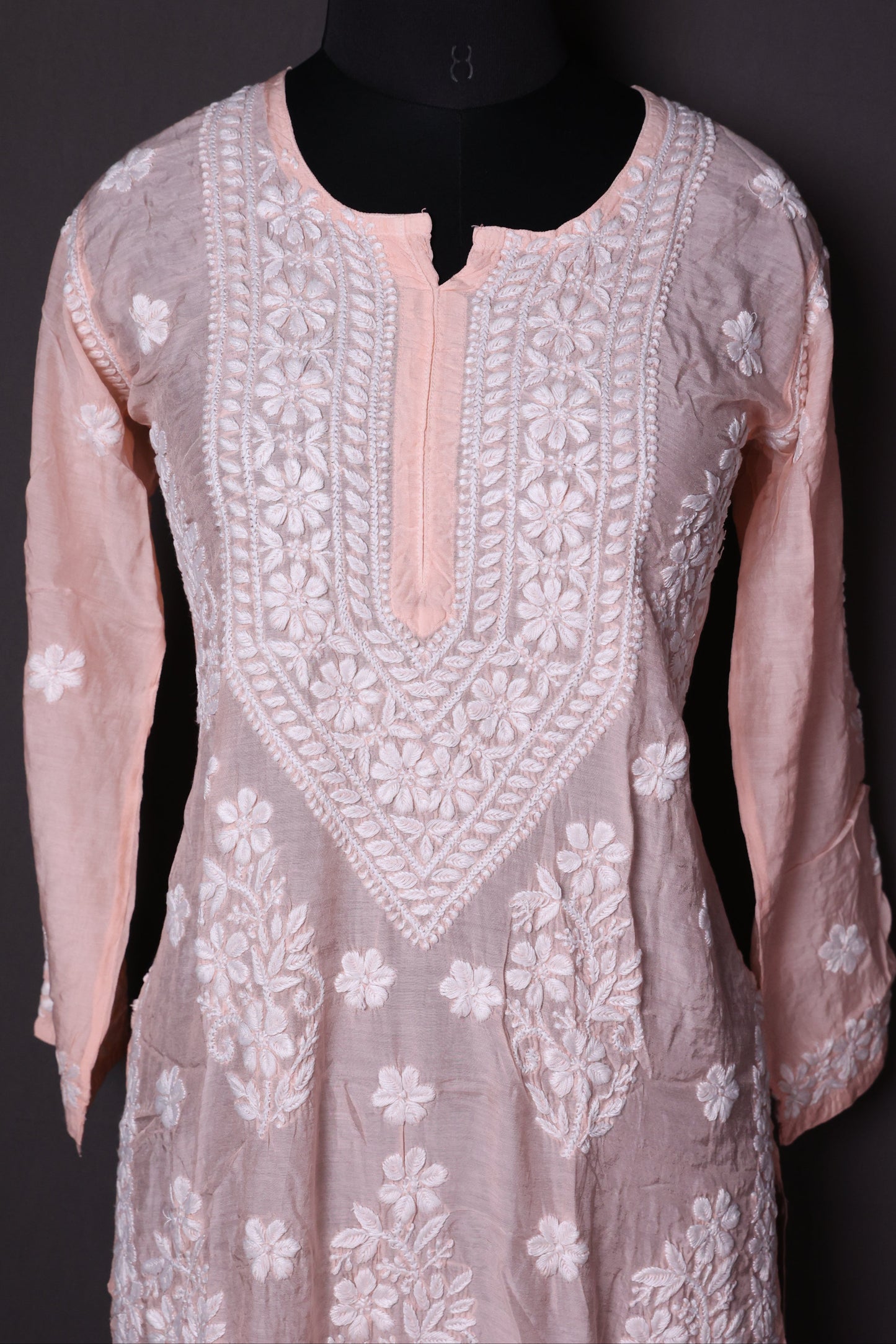 Chikankari Muslin Kurti with 3D work