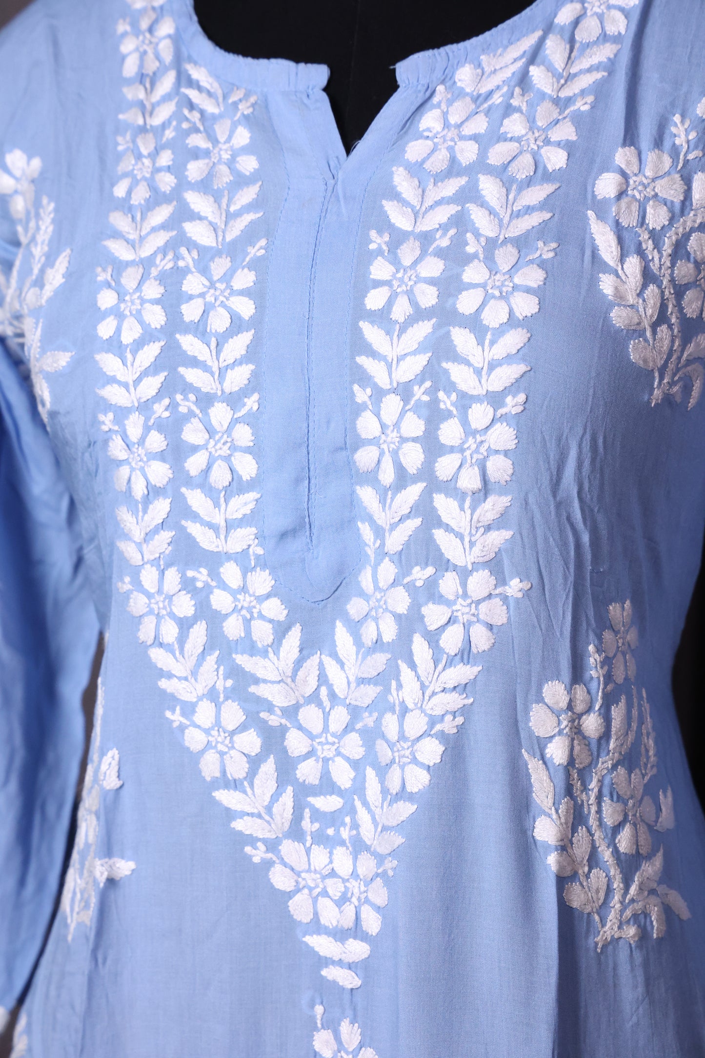 Elegant Long Chikankari Modal Kurti