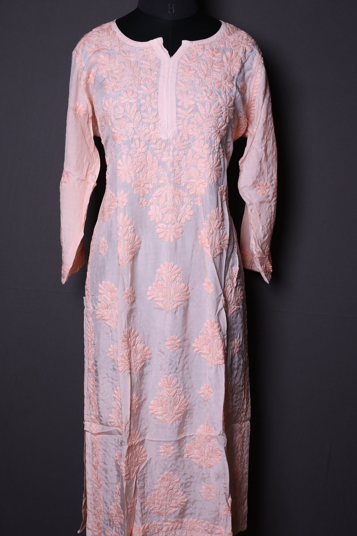 Chikankari Muslin Kurti (color-thread work)