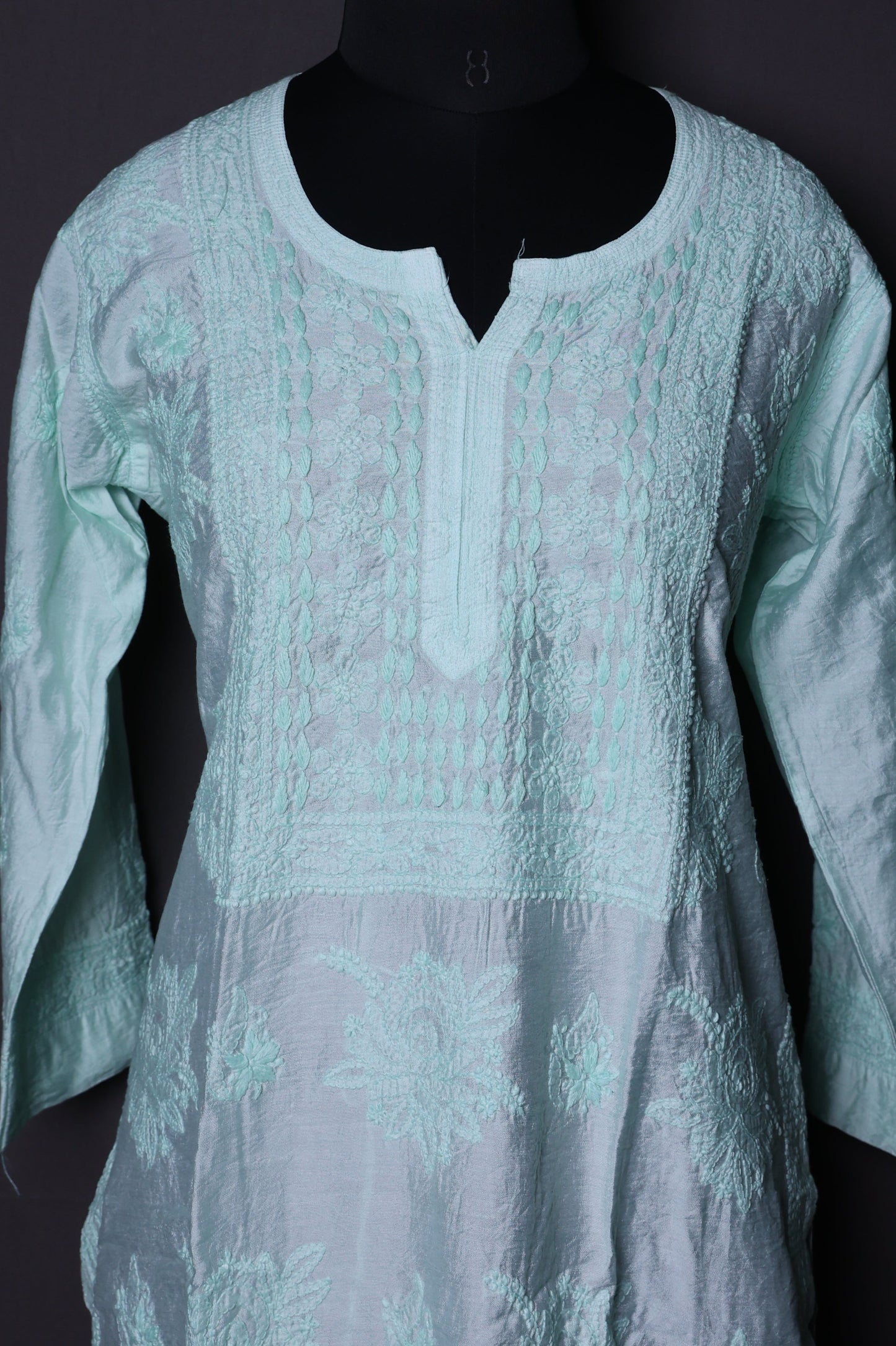 Chikankari Chanderi Kurti with Bakhiya Design