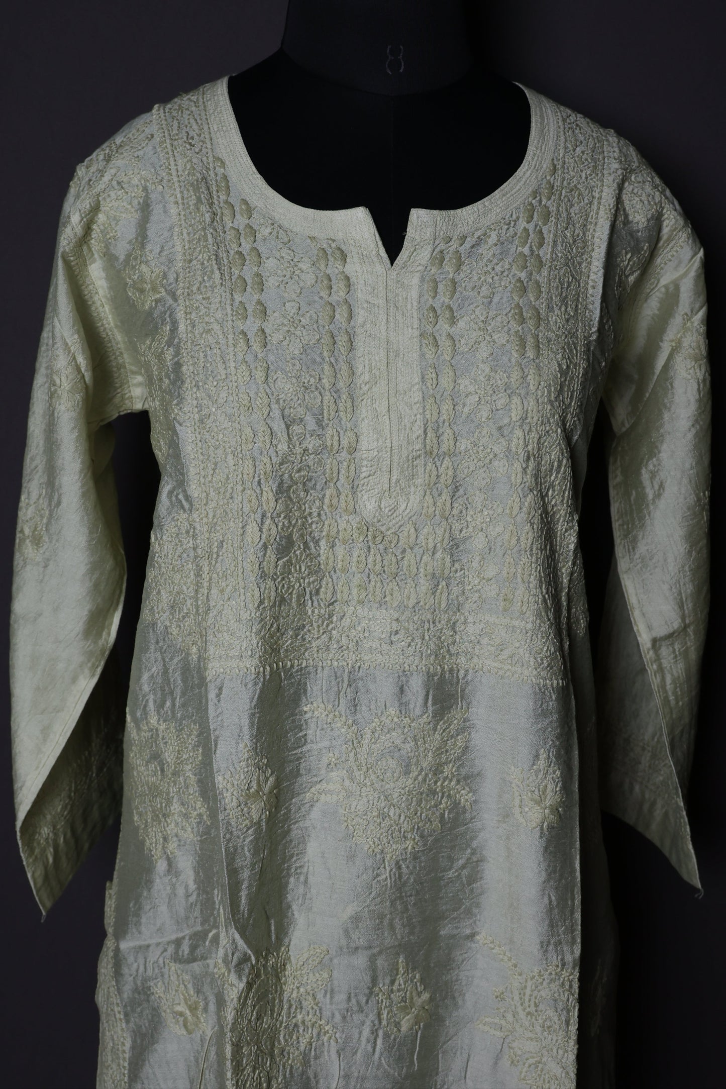 Chikankari Chanderi Kurti with Bakhiya Design