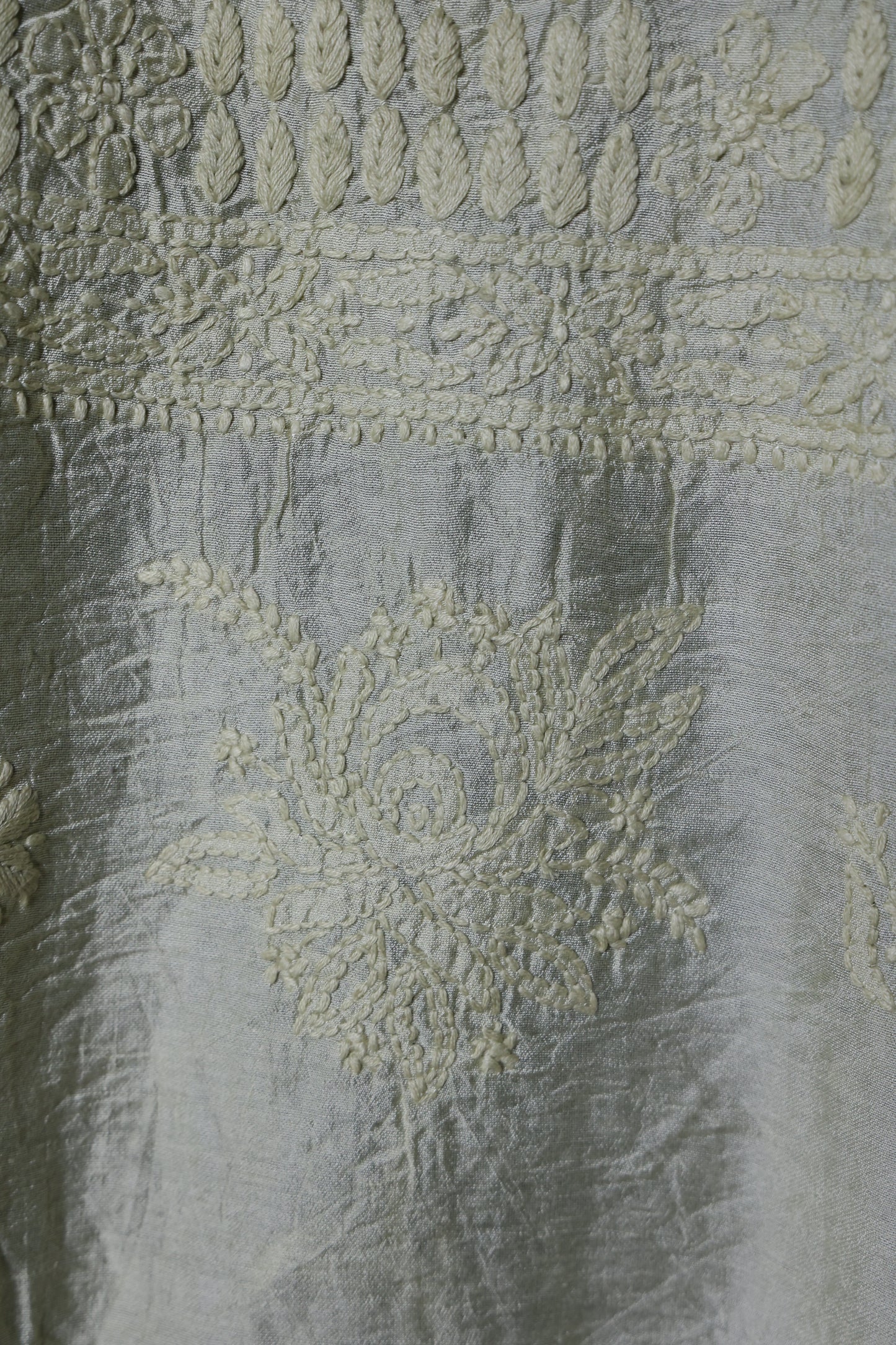 Chikankari Chanderi Kurti with Bakhiya Design