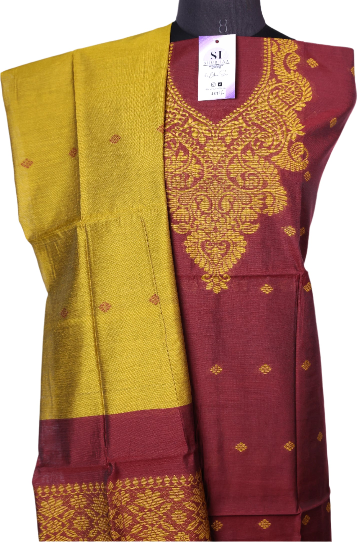 Elegant Maroon and Mustard Yellow Suit Set