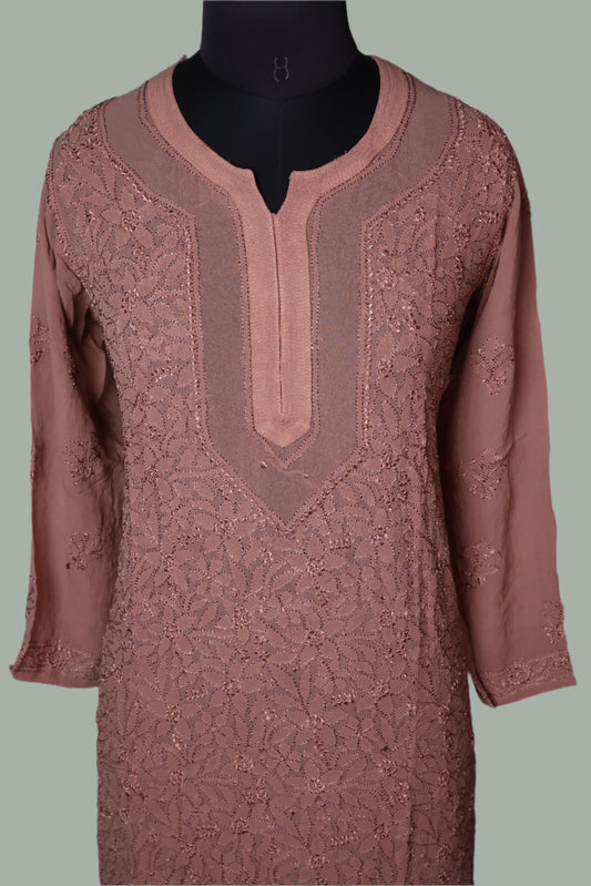 Viscose Resham Jaal Work Chikankari Kurti