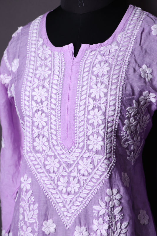 Chikankari Muslin Kurti with 3D work